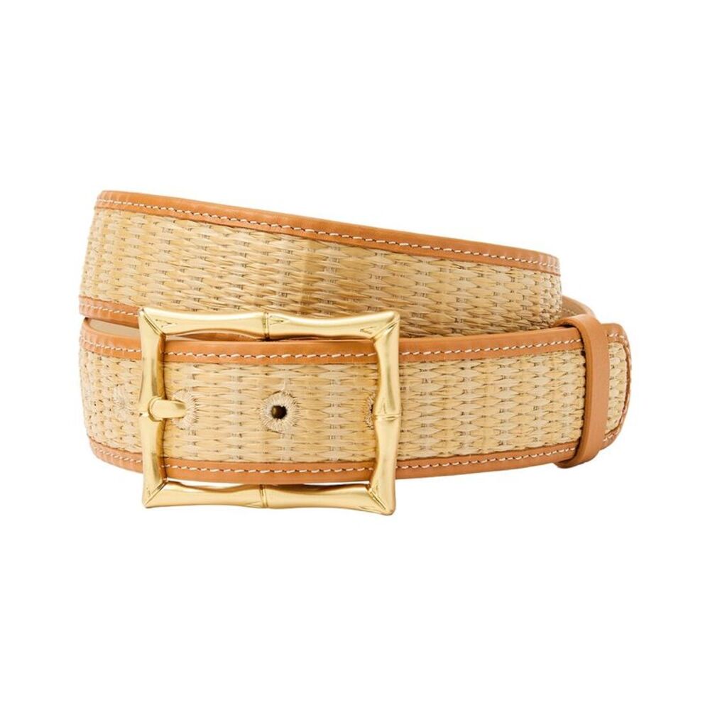J.Mclaughlin Ocean Drive Leather-Trim Belt, Brown